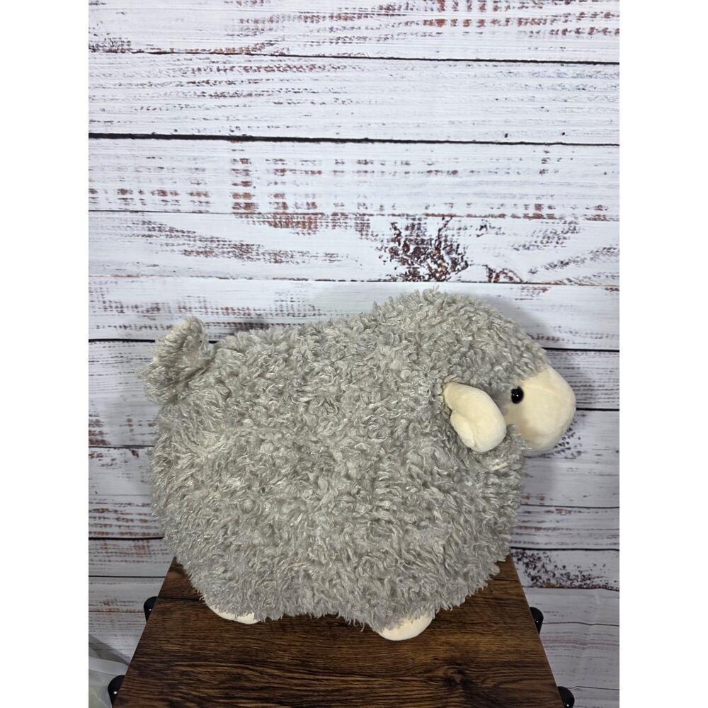 HugFun Large Sheep Lamb Plush Pillow Gray Cream Stuffed Animal Soft Sherpa